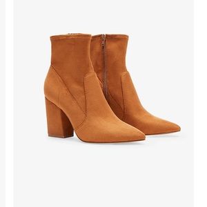 Luxe suede sock booties with block heel